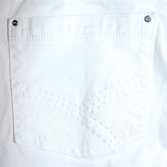 Amazing WHBM Blanc White Denim Raw Hem Cuffs Capri Jeans Size 10 GUC - Picture 12 of 14